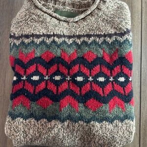 Vintage Eddie Bauer Fair Isle Lambswool Sweater Men’s L Nordic Crewneck Pullover